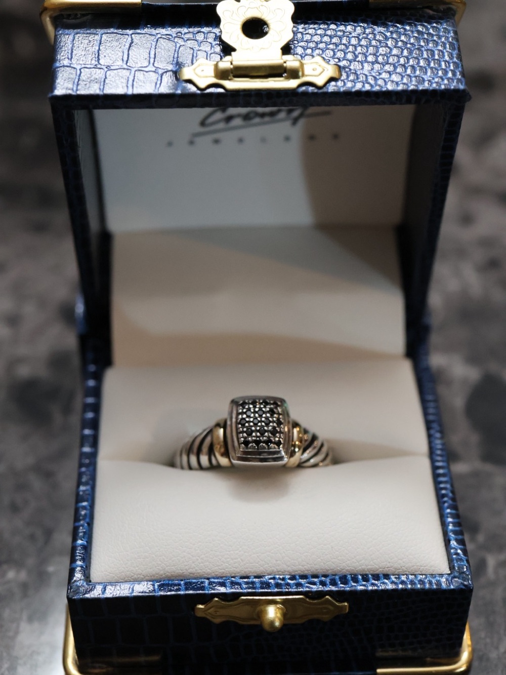 Sterling Silver Black Pave Ring Onyx stone 14k gold 925SS
